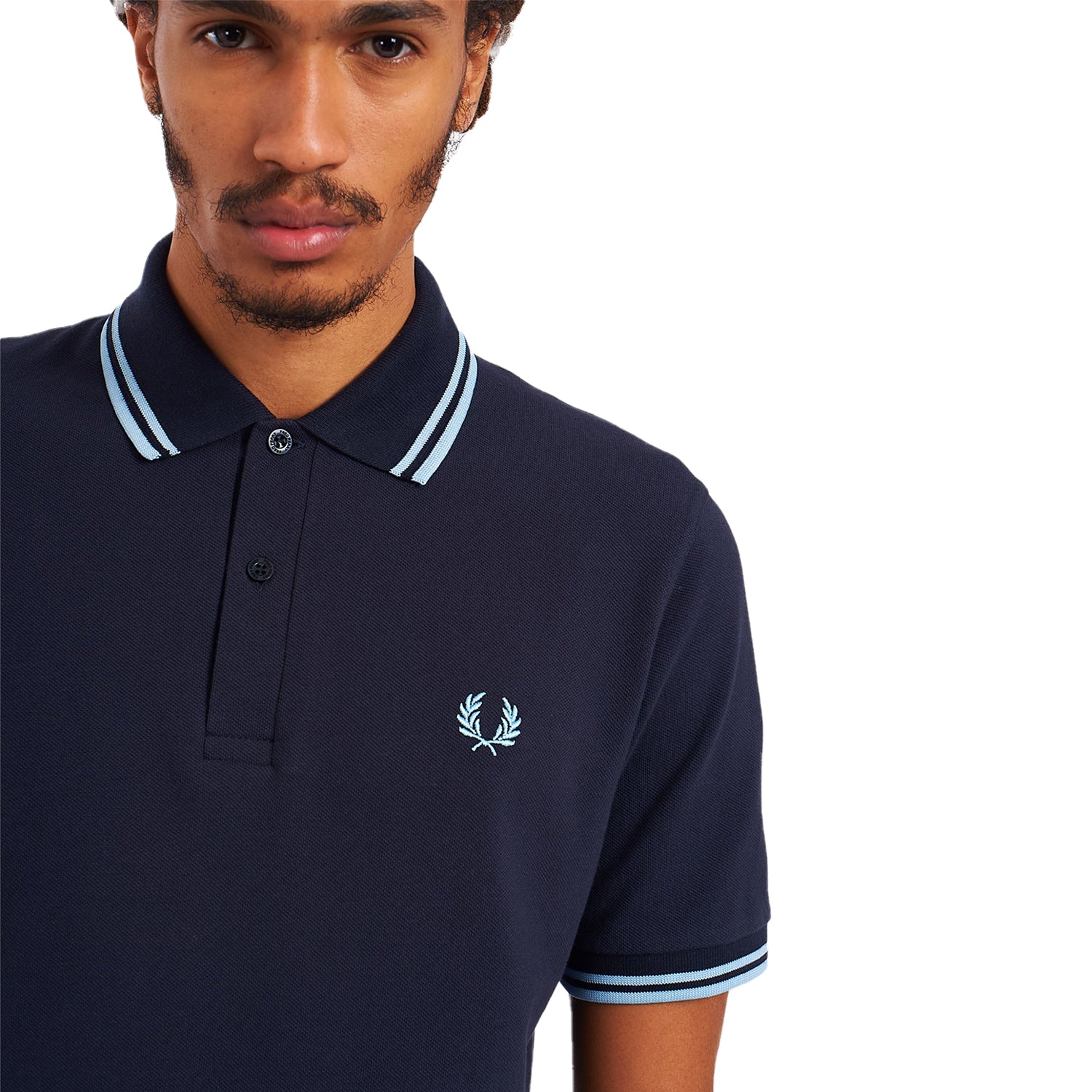 FRED PERRY TWIN TIPPED POLO SHIRT - NAVY/ICE – Prime